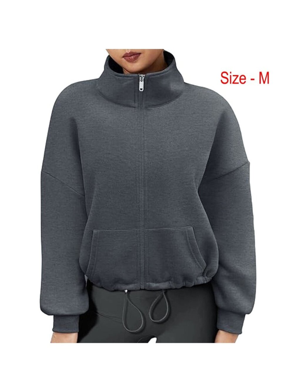 Zeagoo Basic Lightweight Zip-Up Sweatshirt Pockets Long Sleeve Dark Grey Medium